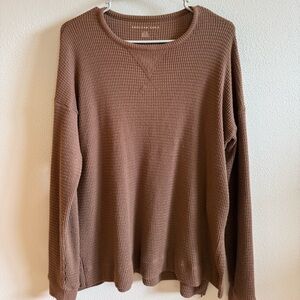 American Eagle Women's Brown Waffle Sweater